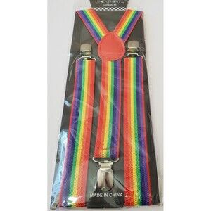 Coool USA Rainbow Suspenders 1" Stretch Adjustable Clip-On Y-Back Pride Costume